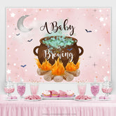 A Baby Ist Brauen Mond Und Stern Rosa Babydusche Hintergrund